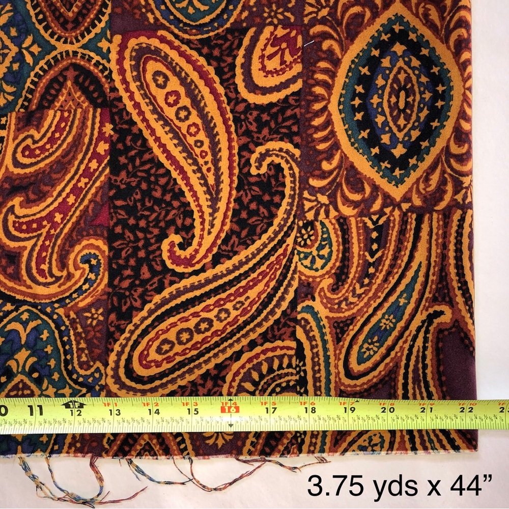 Cotton Blend Paisley Abstract Uncut Fabric (3.75 yds x 44”) GORGEOUS Colors! - Picture 7 of 15
